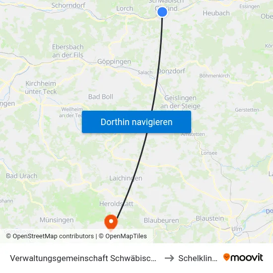 Verwaltungsgemeinschaft Schwäbisch Gmünd to Schelklingen map