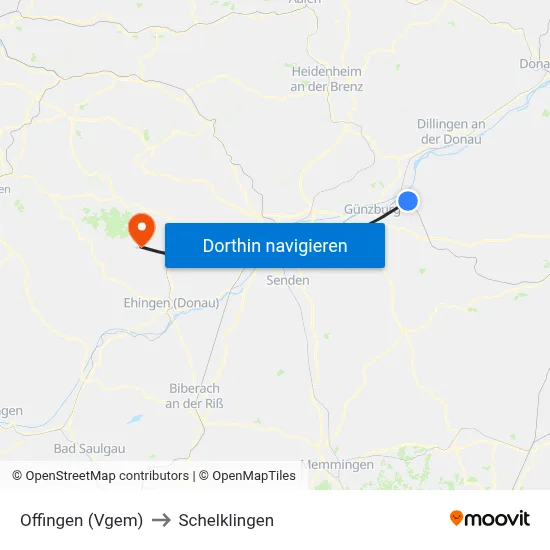 Offingen (Vgem) to Schelklingen map