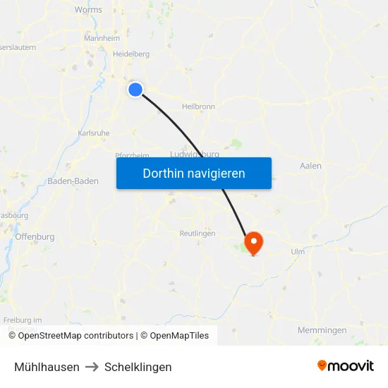 Mühlhausen to Schelklingen map