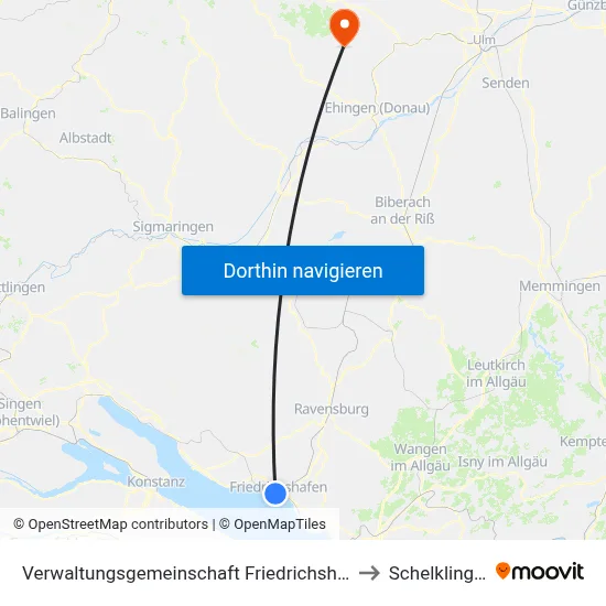 Verwaltungsgemeinschaft Friedrichshafen to Schelklingen map