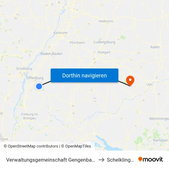 Verwaltungsgemeinschaft Gengenbach to Schelklingen map