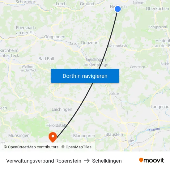 Verwaltungsverband Rosenstein to Schelklingen map