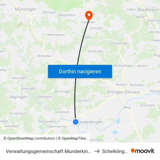 Verwaltungsgemeinschaft Munderkingen to Schelklingen map