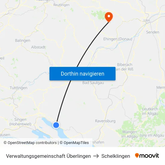Verwaltungsgemeinschaft Überlingen to Schelklingen map