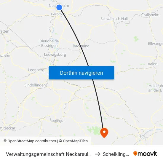 Verwaltungsgemeinschaft Neckarsulm to Schelklingen map