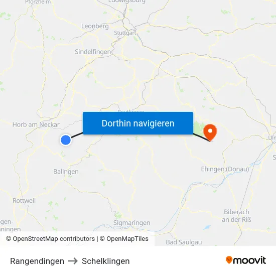 Rangendingen to Schelklingen map
