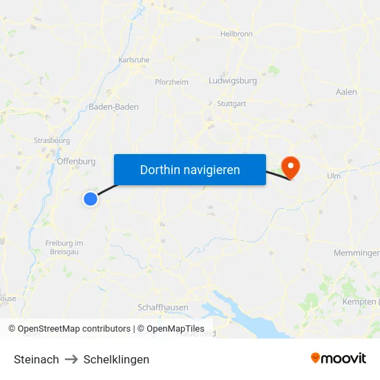 Steinach to Schelklingen map