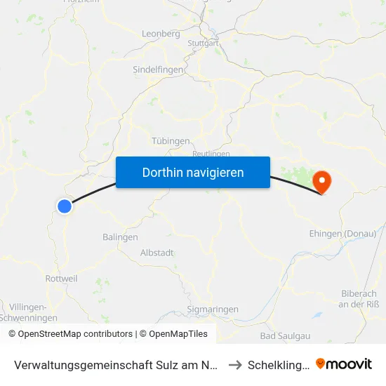 Verwaltungsgemeinschaft Sulz am Neckar to Schelklingen map