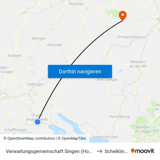 Verwaltungsgemeinschaft Singen (Hohentwiel) to Schelklingen map