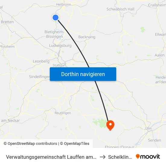 Verwaltungsgemeinschaft Lauffen am Neckar to Schelklingen map