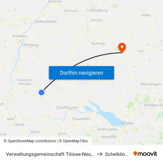 Verwaltungsgemeinschaft Titisee-Neustadt to Schelklingen map