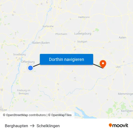 Berghaupten to Schelklingen map