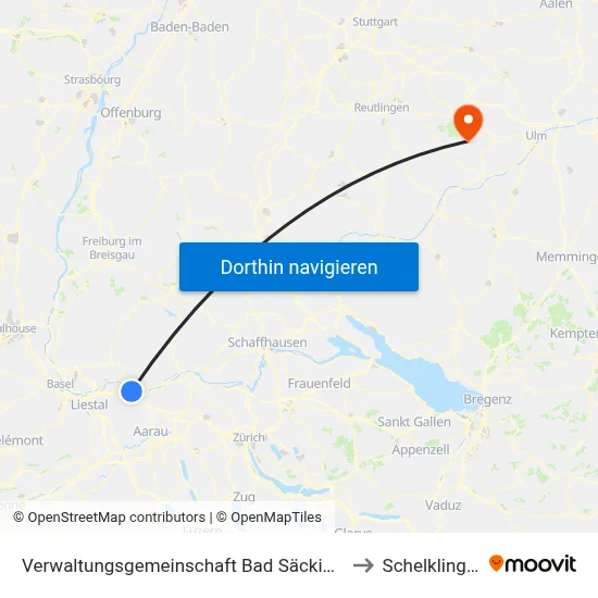 Verwaltungsgemeinschaft Bad Säckingen to Schelklingen map