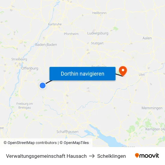 Verwaltungsgemeinschaft Hausach to Schelklingen map