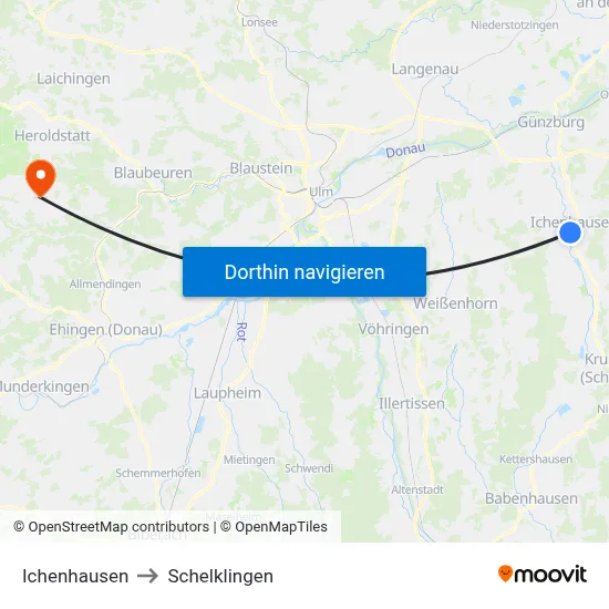 Ichenhausen to Schelklingen map