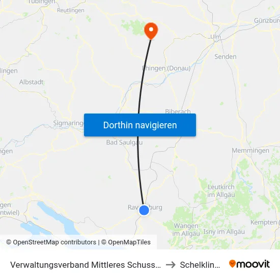 Verwaltungsverband Mittleres Schussental to Schelklingen map