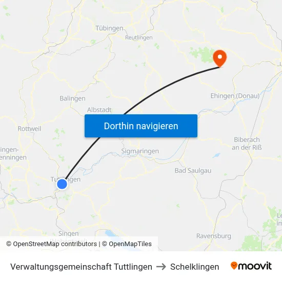 Verwaltungsgemeinschaft Tuttlingen to Schelklingen map