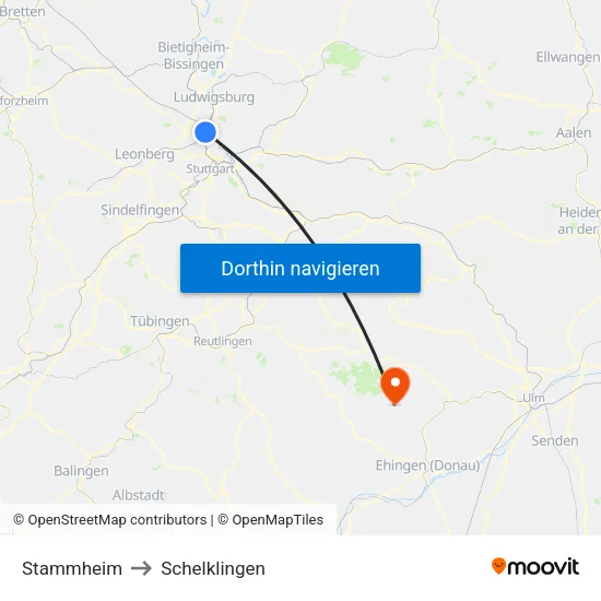 Stammheim to Schelklingen map