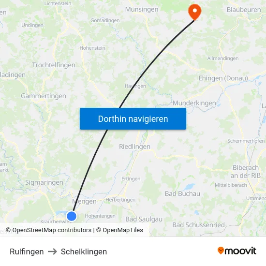 Rulfingen to Schelklingen map