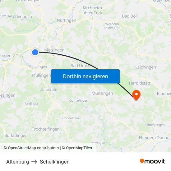 Altenburg to Schelklingen map