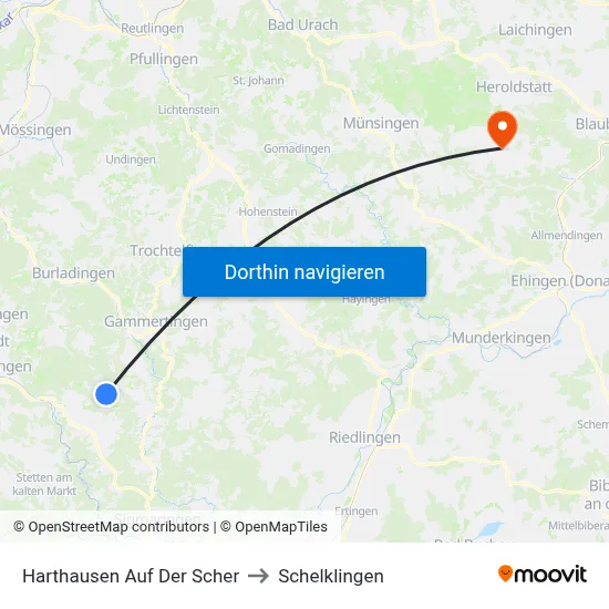 Harthausen Auf Der Scher to Schelklingen map