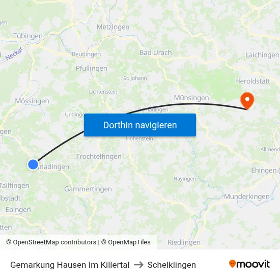 Gemarkung Hausen Im Killertal to Schelklingen map