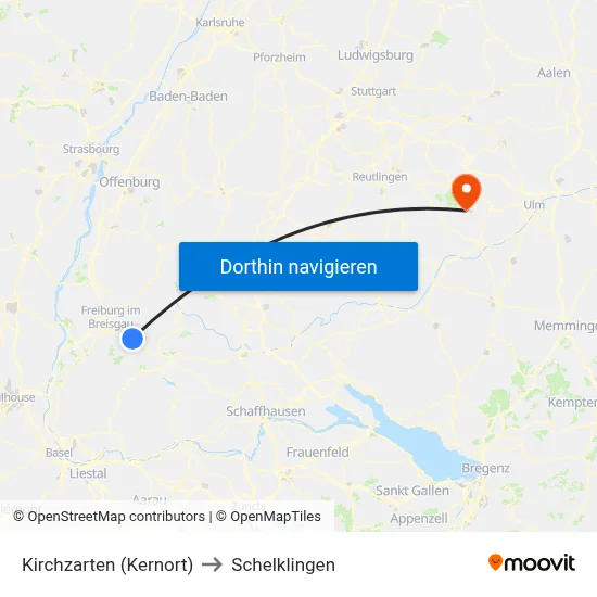 Kirchzarten (Kernort) to Schelklingen map
