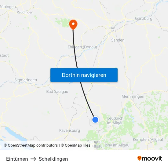 Eintürnen to Schelklingen map