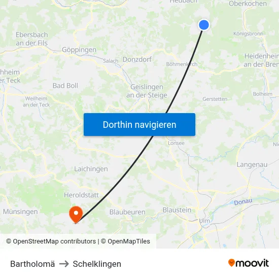 Bartholomä to Schelklingen map