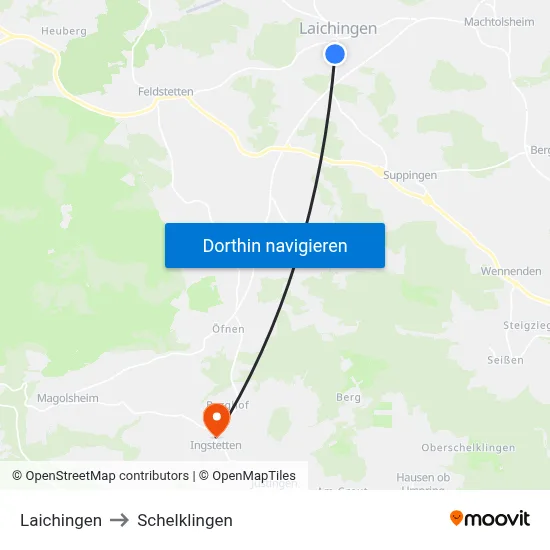 Laichingen to Schelklingen map