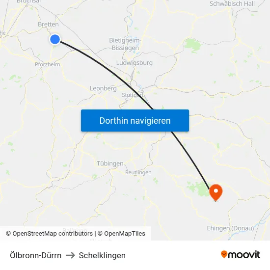 Ölbronn-Dürrn to Schelklingen map