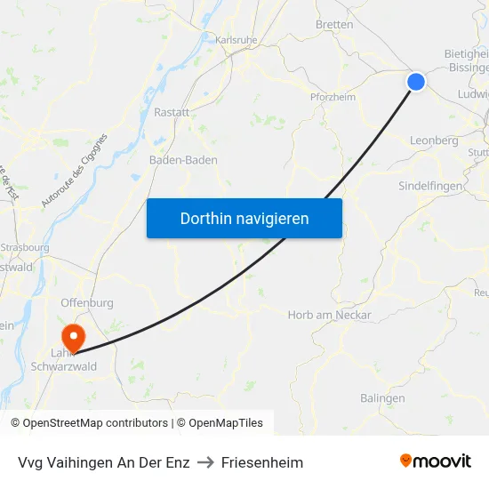 Vvg Vaihingen An Der Enz to Friesenheim map