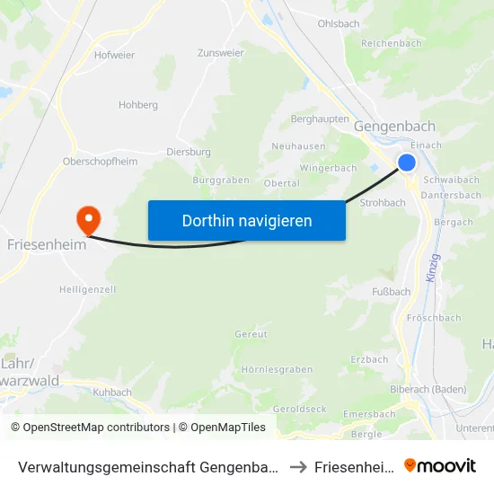 Verwaltungsgemeinschaft Gengenbach to Friesenheim map