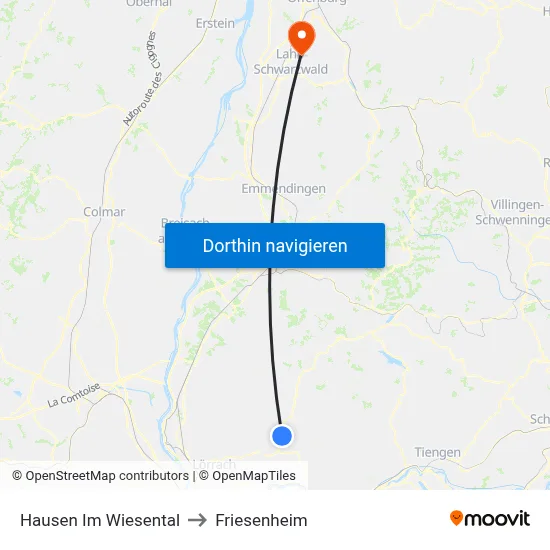 Hausen Im Wiesental to Friesenheim map