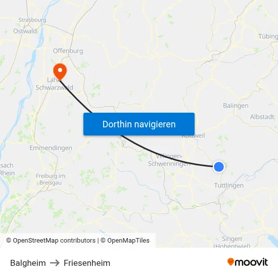 Balgheim to Friesenheim map