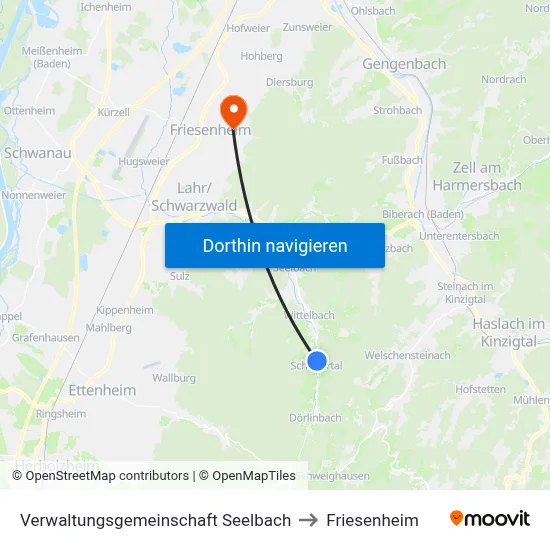 Verwaltungsgemeinschaft Seelbach to Friesenheim map