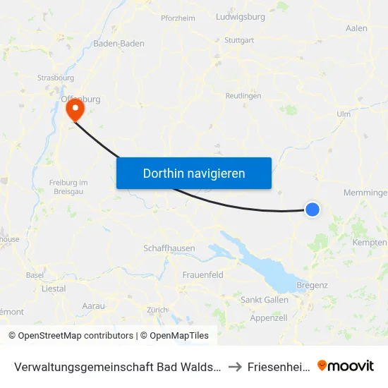 Verwaltungsgemeinschaft Bad Waldsee to Friesenheim map