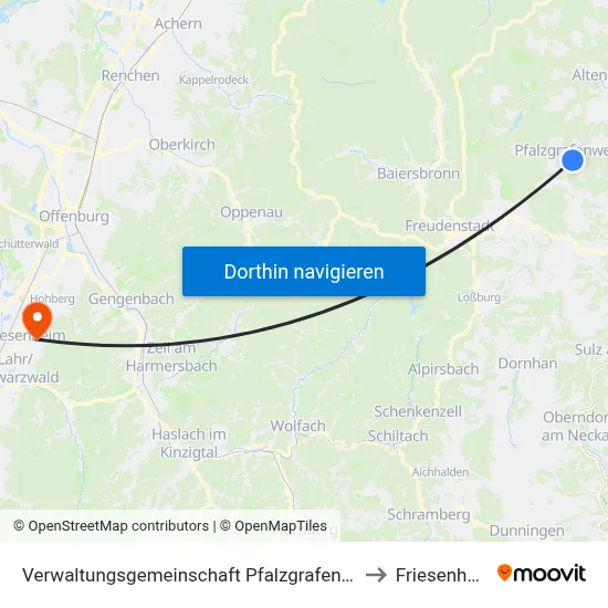 Verwaltungsgemeinschaft Pfalzgrafenweiler to Friesenheim map