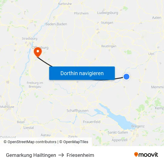 Gemarkung Hailtingen to Friesenheim map