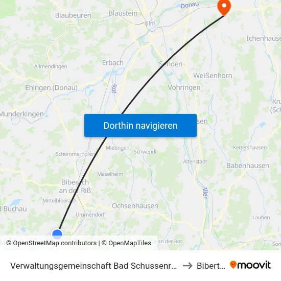 Verwaltungsgemeinschaft Bad Schussenried to Bibertal map