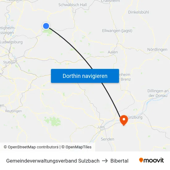 Gemeindeverwaltungsverband Sulzbach to Bibertal map