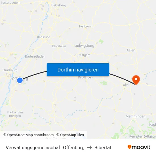 Verwaltungsgemeinschaft Offenburg to Bibertal map