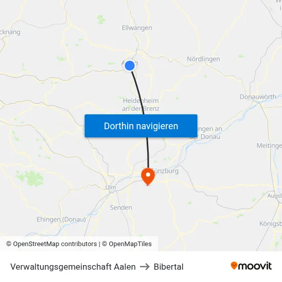 Verwaltungsgemeinschaft Aalen to Bibertal map