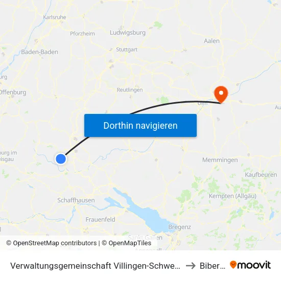 Verwaltungsgemeinschaft Villingen-Schwenningen to Bibertal map
