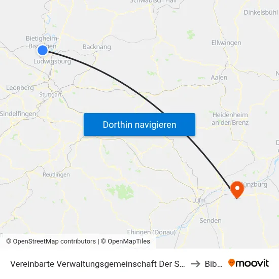 Vereinbarte Verwaltungsgemeinschaft Der Stadt Bietigheim-Bissingen to Bibertal map