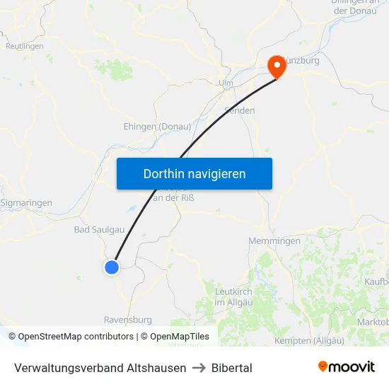 Verwaltungsverband Altshausen to Bibertal map