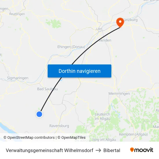 Verwaltungsgemeinschaft Wilhelmsdorf to Bibertal map