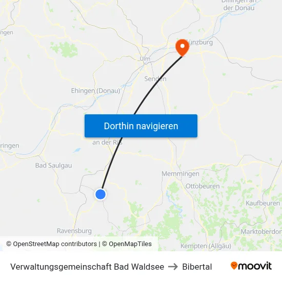 Verwaltungsgemeinschaft Bad Waldsee to Bibertal map