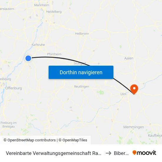 Vereinbarte Verwaltungsgemeinschaft Rastatt to Bibertal map