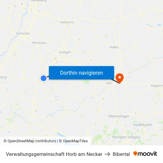 Verwaltungsgemeinschaft Horb am Neckar to Bibertal map